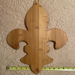 Fleur de Lis Bamboo Charcuterie, Cutting Board, can be hung on wall or displayed